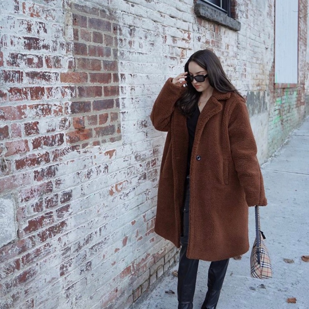 Brown Borg oversized teddy coat